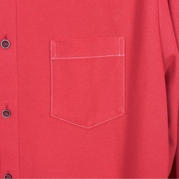 Paul Fredrick Men's Burgundy Cotton Blend Button Front Polo Size L - Picture 3 of 10